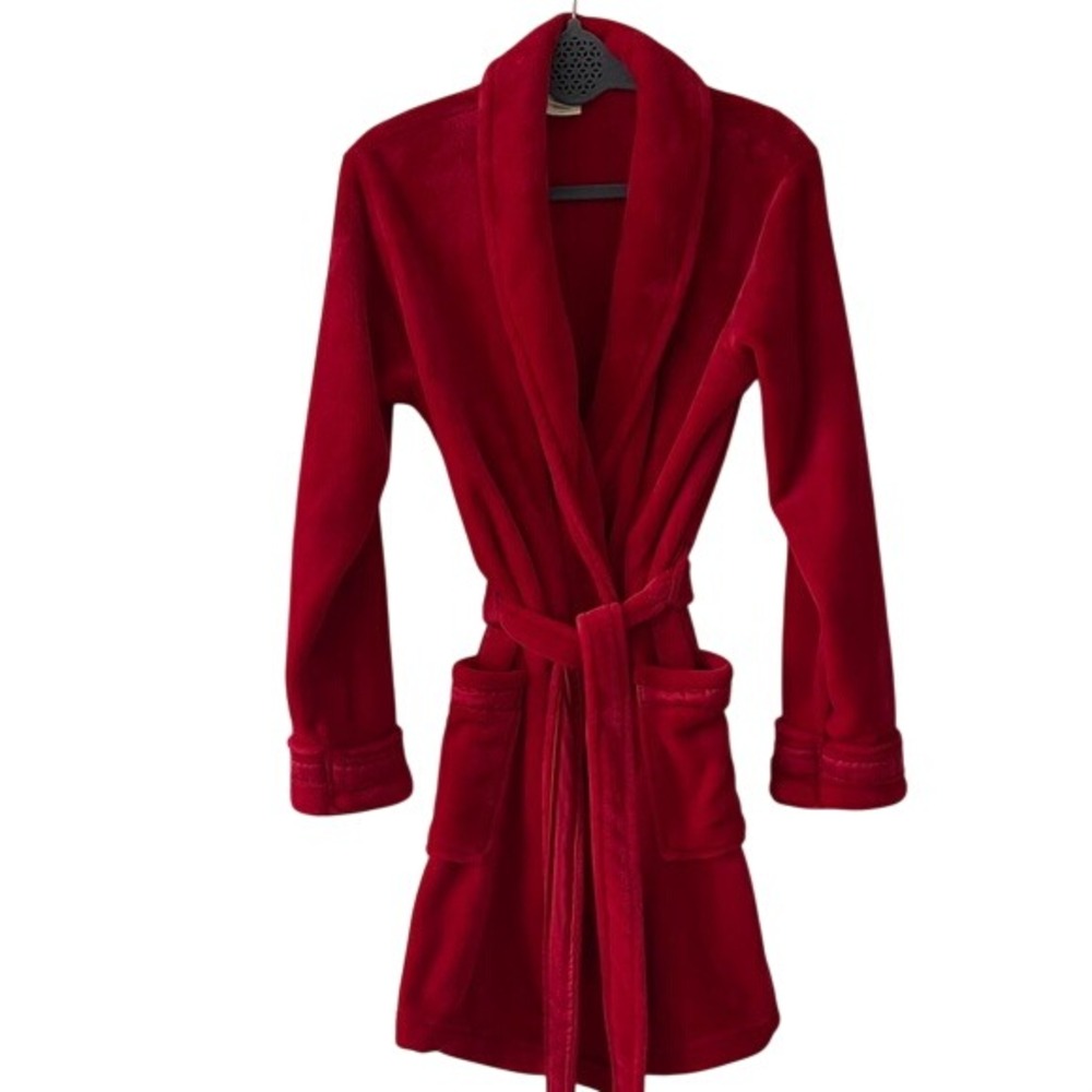Soma Plush‎ Red Shawl-Collar Robe with Pockets Small